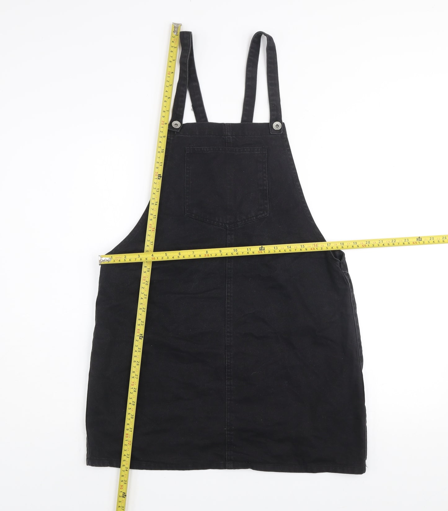 New Look Women's Black Cotton Pinafore Dress Size 12