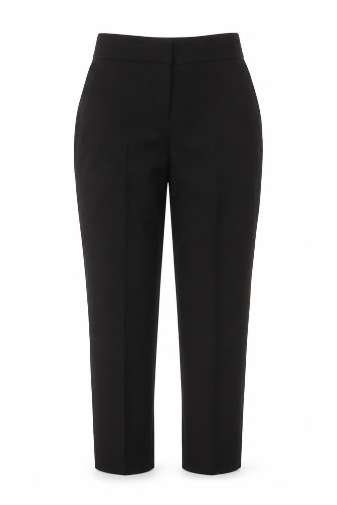 Front view of Next women’s black, size UK 10, regular tapered trousers polyester blend