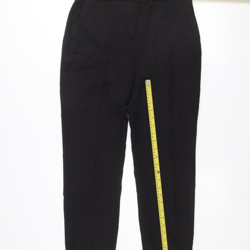 Next Womens Black Size 10 Regular Tapered Trousers Polyester Blend
