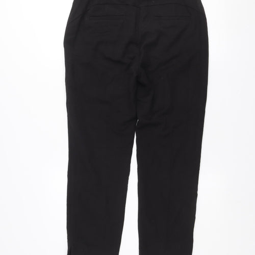 Next Womens Black Size 10 Regular Tapered Trousers Polyester Blend