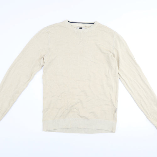 Blend Men's Beige Cotton Crew Neck Pullover Jumper Size L