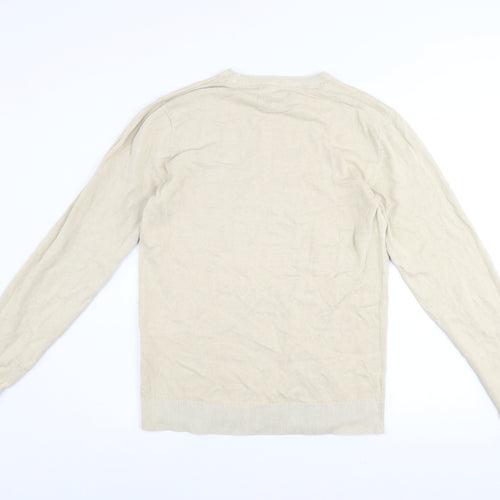 Blend Men's Beige Cotton Crew Neck Pullover Jumper Size L