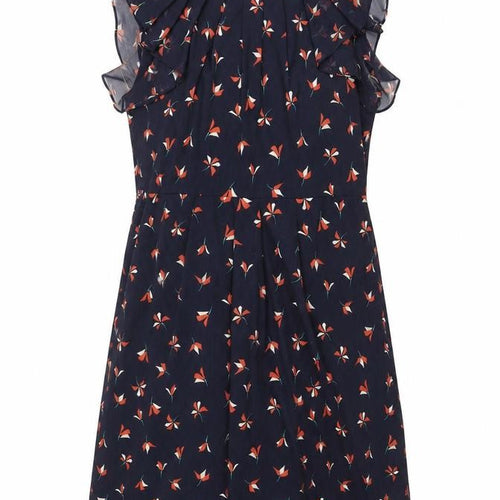 BHS Women’s Blue Floral Shift Dress Size 16 Flutter Sleeve Lightweight