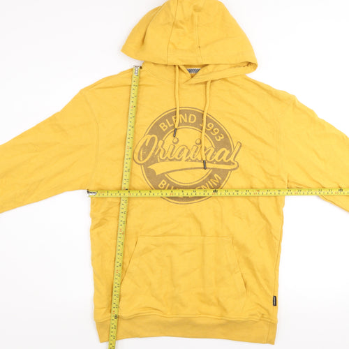 Blend Men's Yellow Pullover Hoodie Cotton Graphic Print M