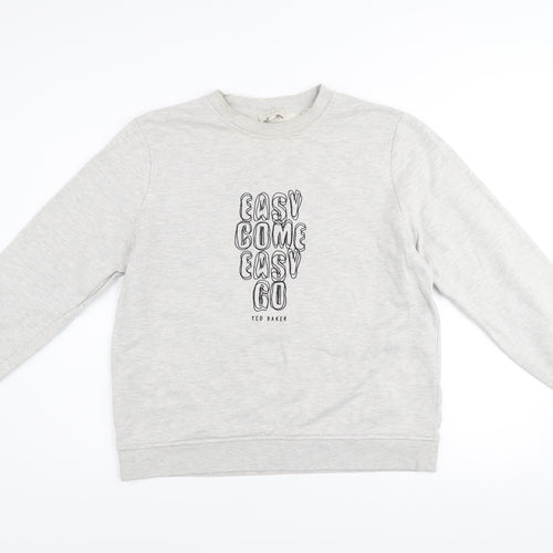 Ted Baker Women Grey Cotton Blend Pullover Sweatshirt Size 14