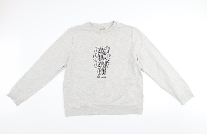 Ted Baker Women Grey Cotton Blend Pullover Sweatshirt Size 14