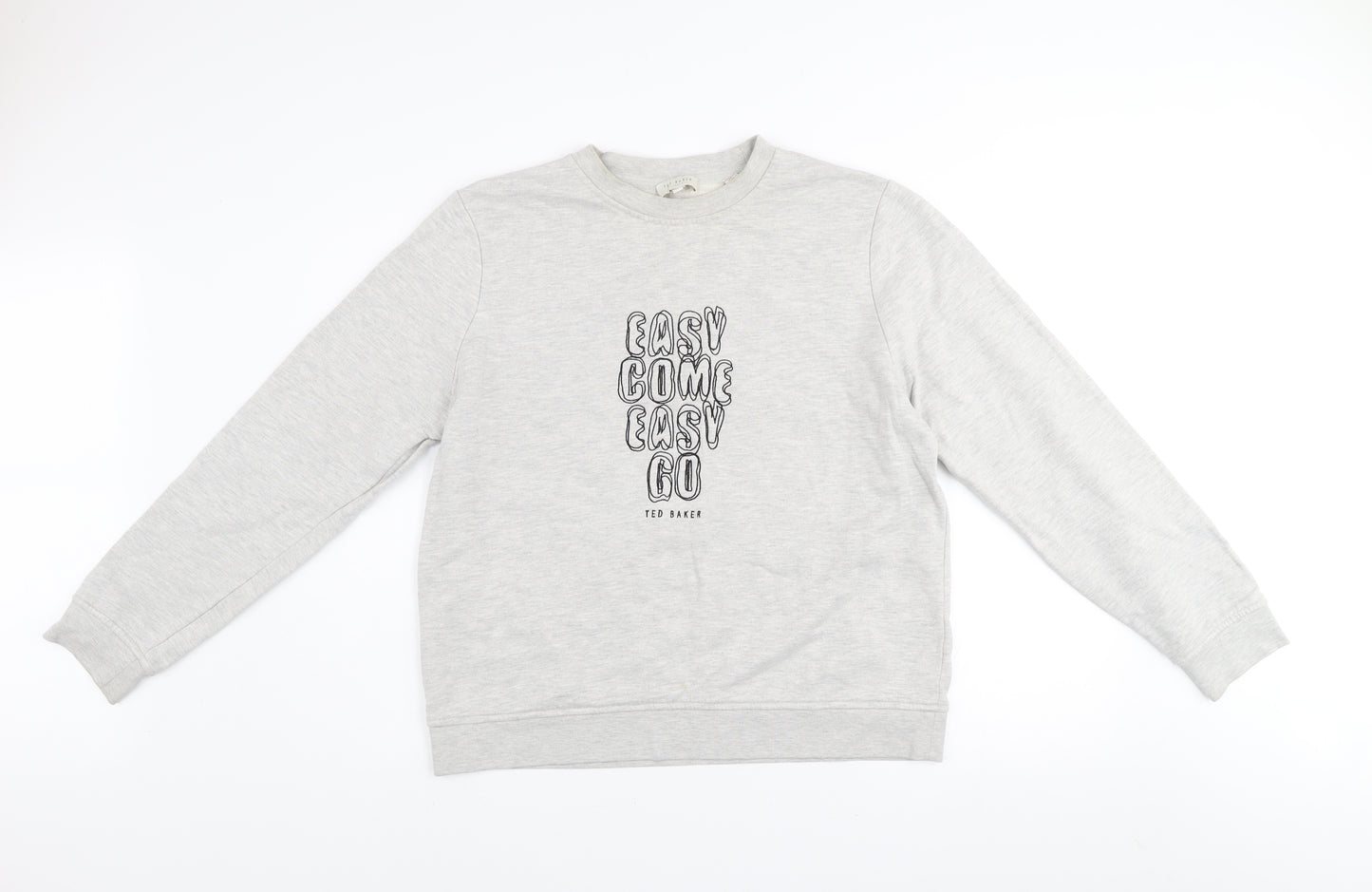 Ted Baker Women Grey Cotton Blend Pullover Sweatshirt Size 14