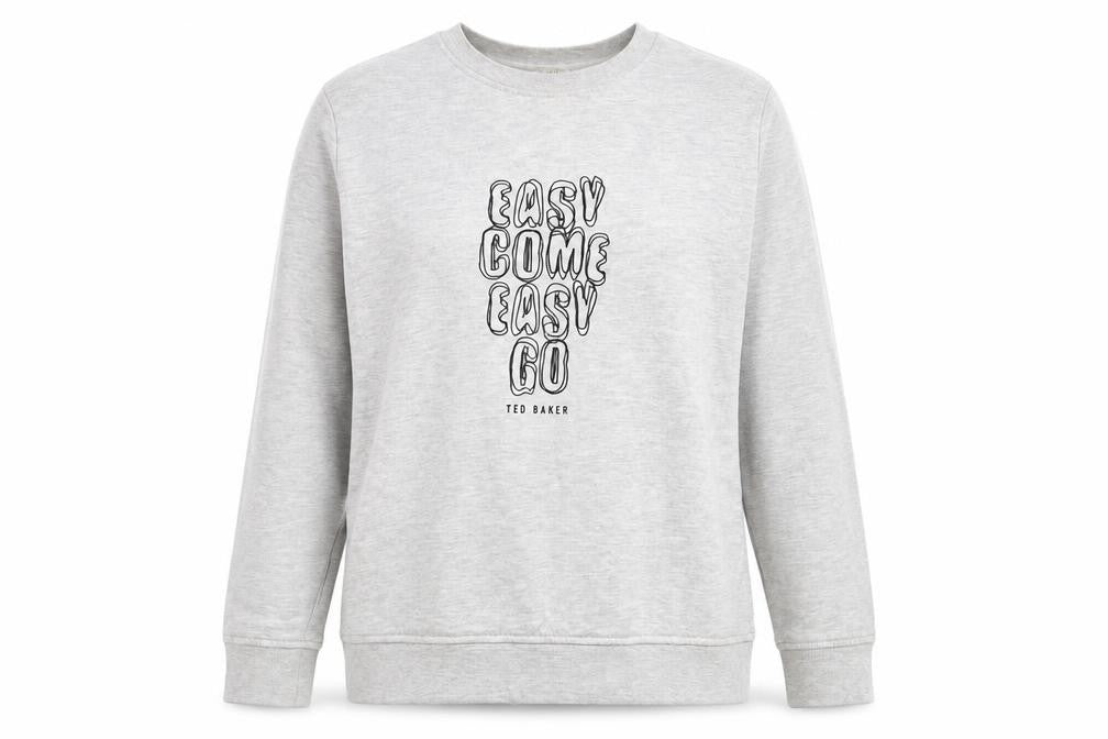 Ted Baker Women Grey Cotton Blend Pullover Sweatshirt Size 14