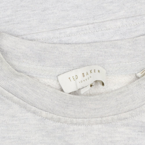 Ted Baker Women Grey Cotton Blend Pullover Sweatshirt Size 14