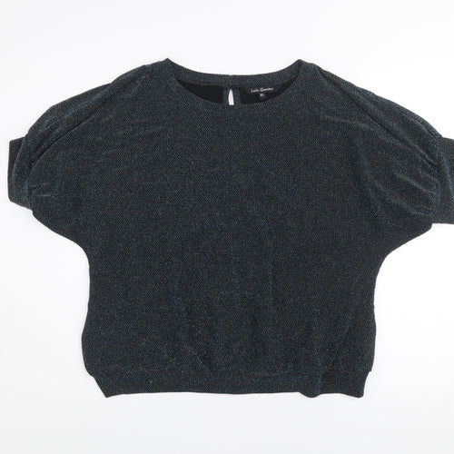 Latin Quarters Women's Black Glitter Tunic Blouse XL Jersey Party Top