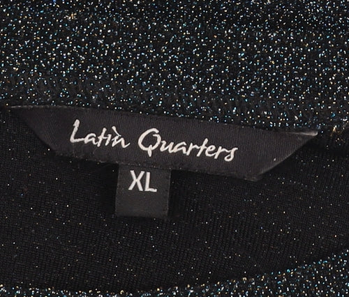 Latin Quarters Women's Black Glitter Tunic Blouse XL Jersey Party Top