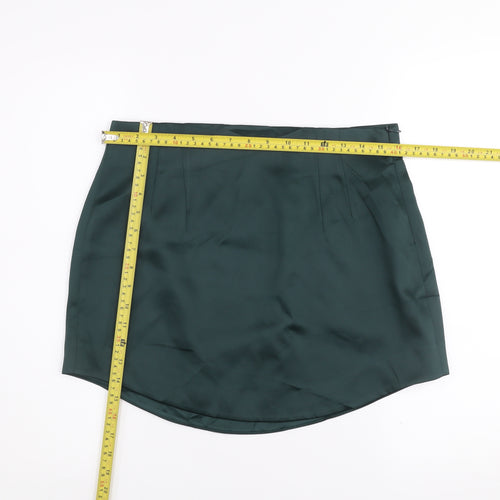 Zara Women’s Green Short Satin Pencil Skirt Size L High Rise