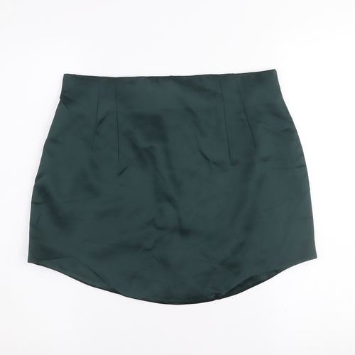 Zara Women’s Green Short Satin Pencil Skirt Size L High Rise