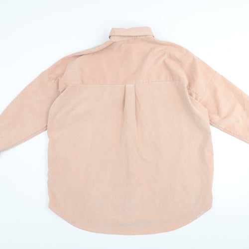 Zara Men’s Beige Corduroy Button-Up Shirt XS Relaxed Fit Long Sleeve