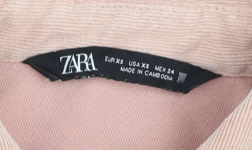 Zara Men’s Beige Corduroy Button-Up Shirt XS Relaxed Fit Long Sleeve