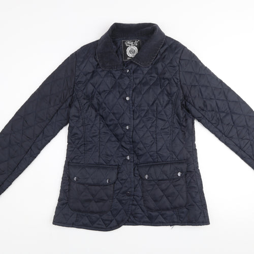 Miss 21 Women's Navy Quilted Jacket Size 10 Classic Mid-Length Coat