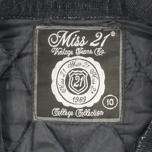Miss 21 Women's Navy Quilted Jacket Size 10 Classic Mid-Length Coat