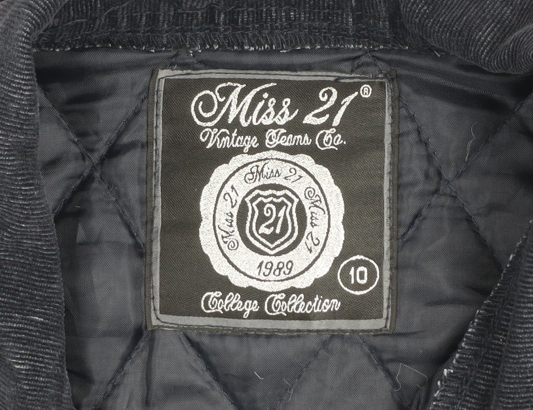 Miss 21 Women's Navy Quilted Jacket Size 10 Classic Mid-Length Coat