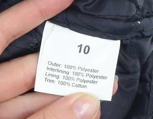 Miss 21 Women's Navy Quilted Jacket Size 10 Classic Mid-Length Coat