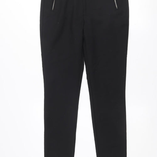 Savida Women’s Black Slim Fit Zip Detail Trousers UK 10