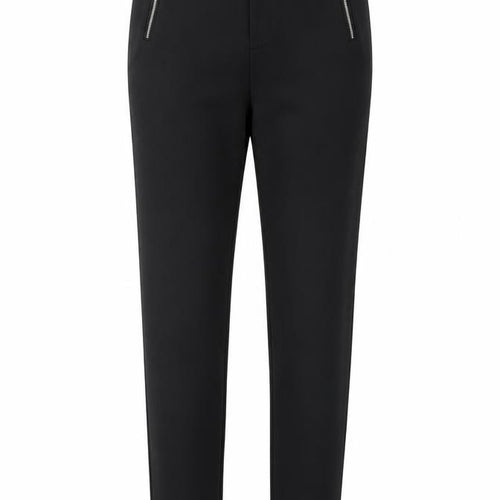 Savida Women’s Black Slim Fit Zip Detail Trousers UK 10