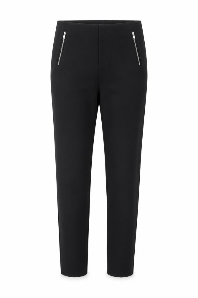 Savida Women’s Black Slim Fit Zip Detail Trousers UK 10