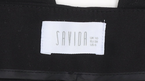 Savida Women’s Black Slim Fit Zip Detail Trousers UK 10