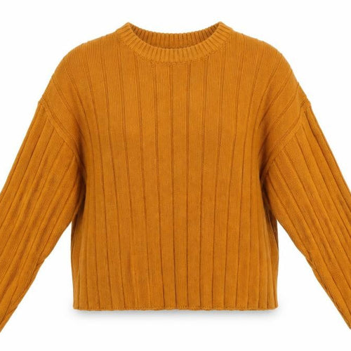 Pimkie Women Brown Ribbed Knit Crew Neck Relaxed Fit Jumper Size 12