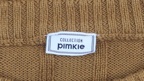 Pimkie Women Brown Ribbed Knit Crew Neck Relaxed Fit Jumper Size 12
