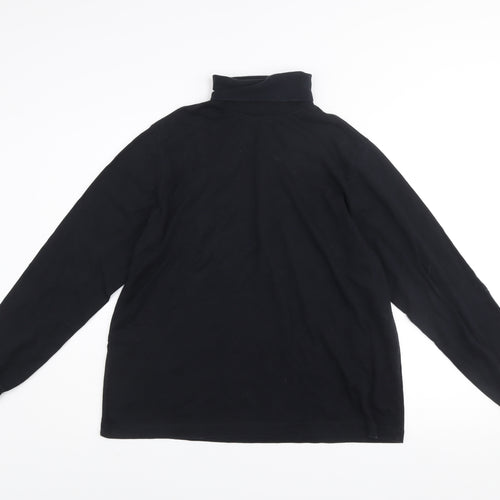 Lands' End Women's Black Cotton Roll Neck Jumper Size L 14-16
