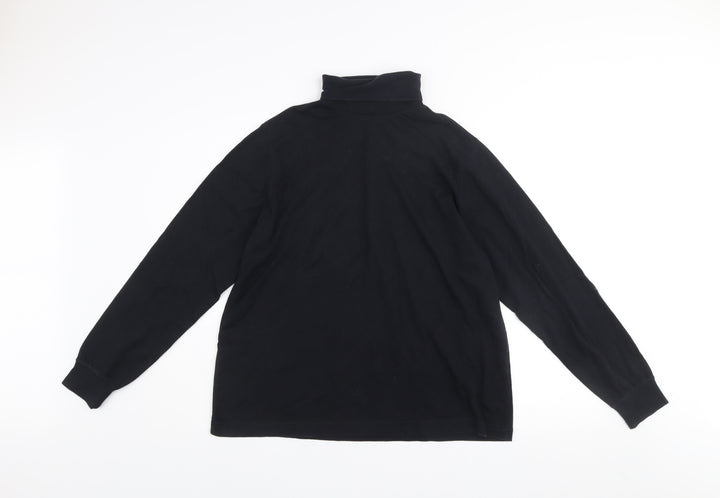 Lands' End Women's Black Cotton Roll Neck Jumper Size L 14-16