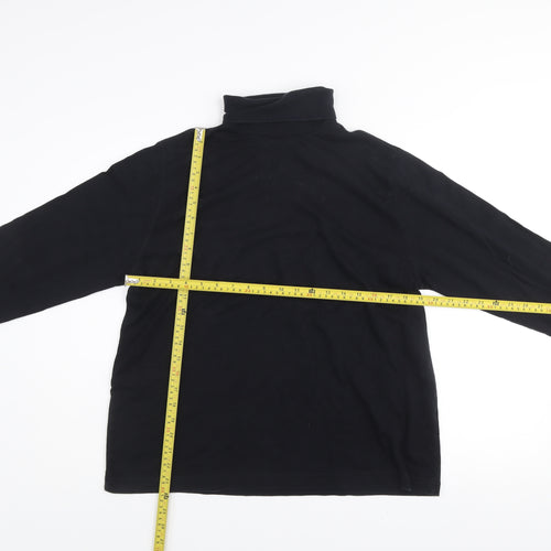 Lands' End Women's Black Cotton Roll Neck Jumper Size L 14-16