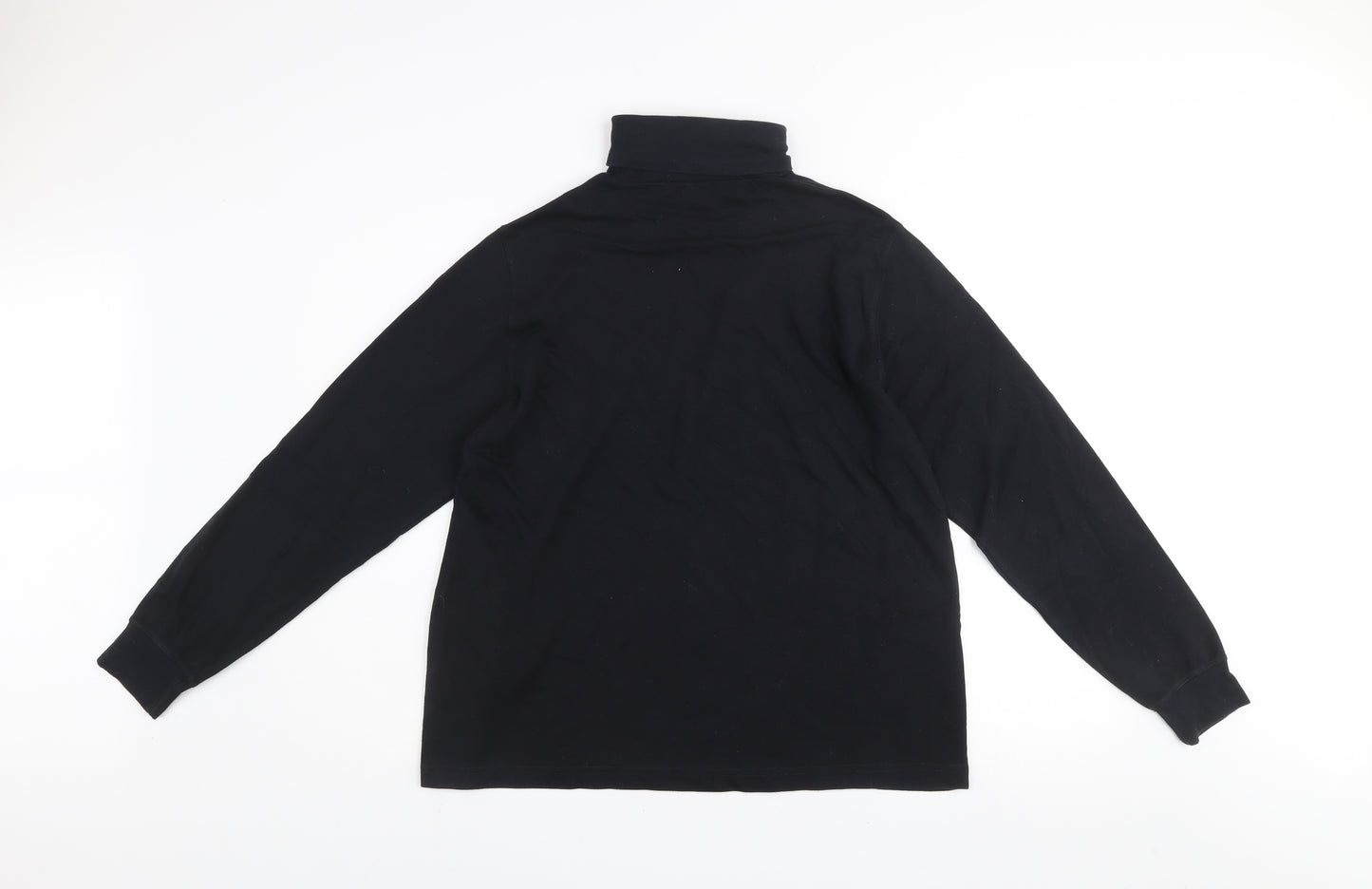 Lands' End Women's Black Cotton Roll Neck Jumper Size L 14-16