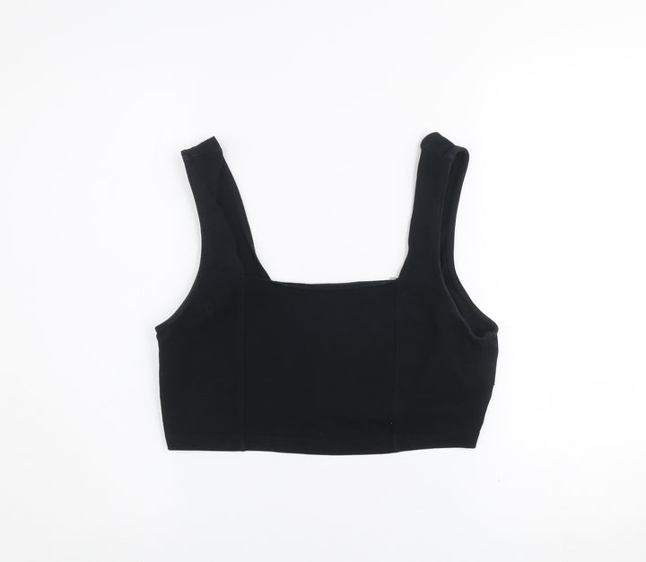 ASOS DESIGN Women’s Black Cropped Tank Top Size 16 Cotton Stretch