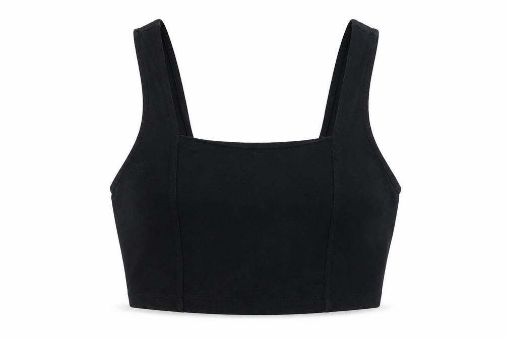 ASOS DESIGN Women’s Black Cropped Tank Top Size 16 Cotton Stretch