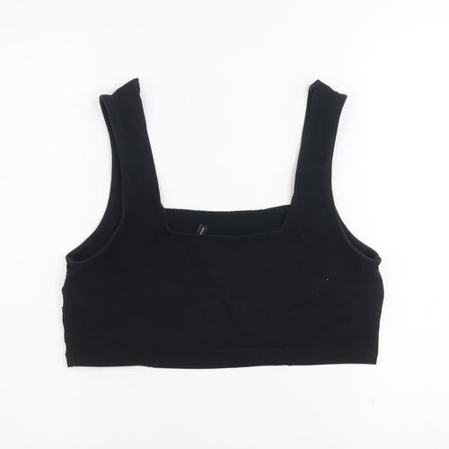 ASOS DESIGN Women’s Black Cropped Tank Top Size 16 Cotton Stretch