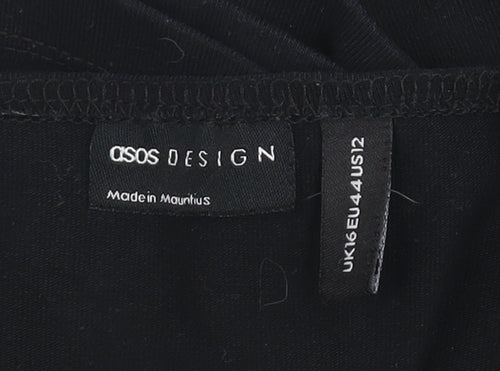 ASOS DESIGN Women’s Black Cropped Tank Top Size 16 Cotton Stretch