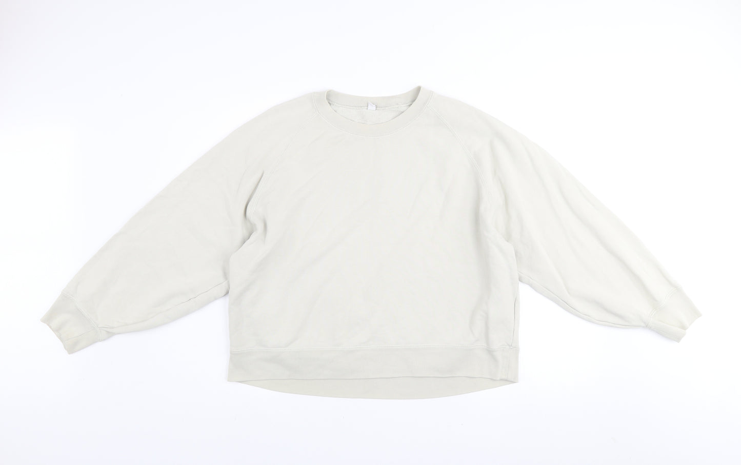 Uniqlo Women Beige XL Pullover Sweatshirt 100% Cotton Crew Neck