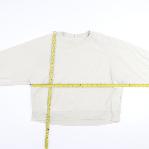 Uniqlo Women Beige XL Pullover Sweatshirt 100% Cotton Crew Neck