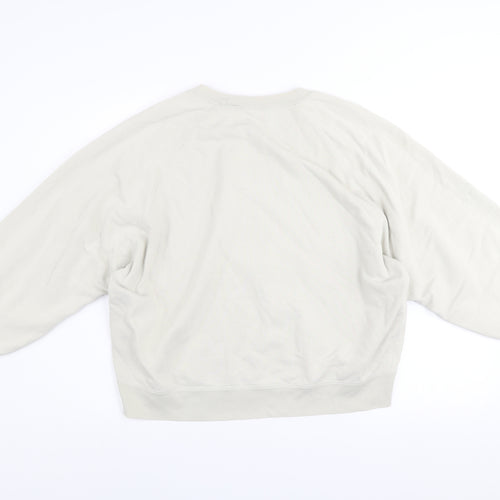 Uniqlo Women Beige XL Pullover Sweatshirt 100% Cotton Crew Neck