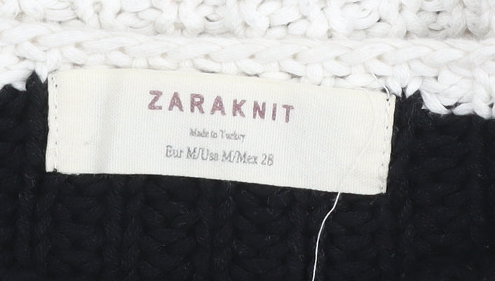 Zara Women’s Black & White Striped Knit Jumper Size M