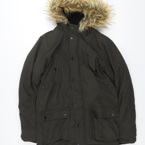 Fluid Womens Green XS Faux Fur Hooded Parka Jacket