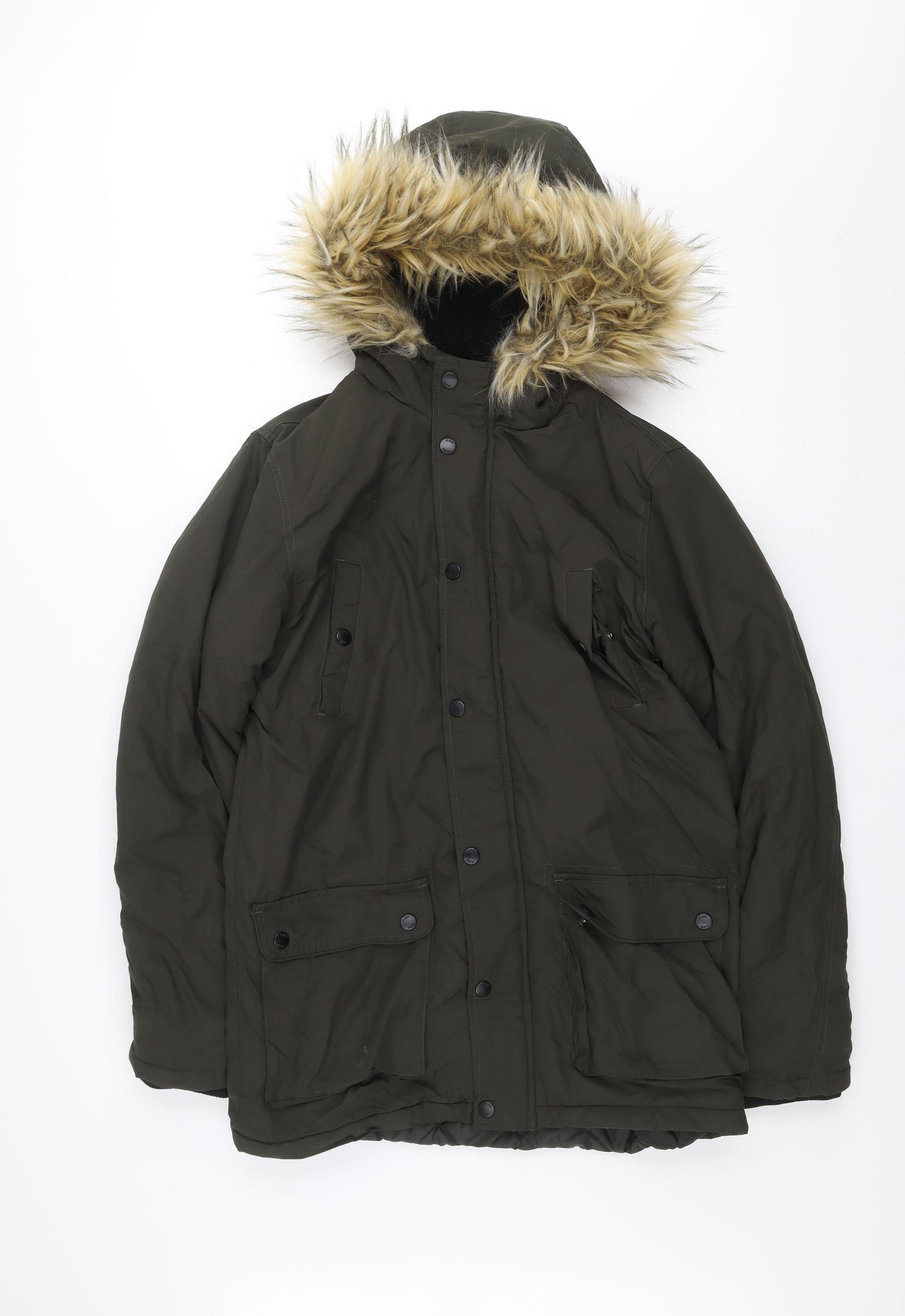 Fluid Womens Green XS Faux Fur Hooded Parka Jacket