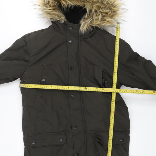Fluid Womens Green XS Faux Fur Hooded Parka Jacket