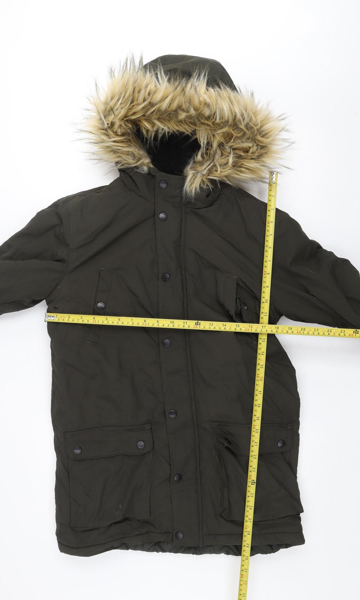 Fluid Womens Green XS Faux Fur Hooded Parka Jacket