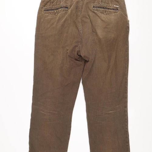 Meyer Men's Brown Chicago Chino Trousers Size 36/32 Cotton Blend