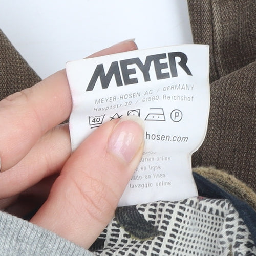 Meyer Men's Brown Chicago Chino Trousers Size 36/32 Cotton Blend