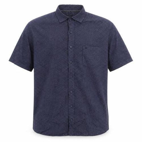 Casa Moda Men’s Blue Geometric Short Sleeve Cotton Shirt L