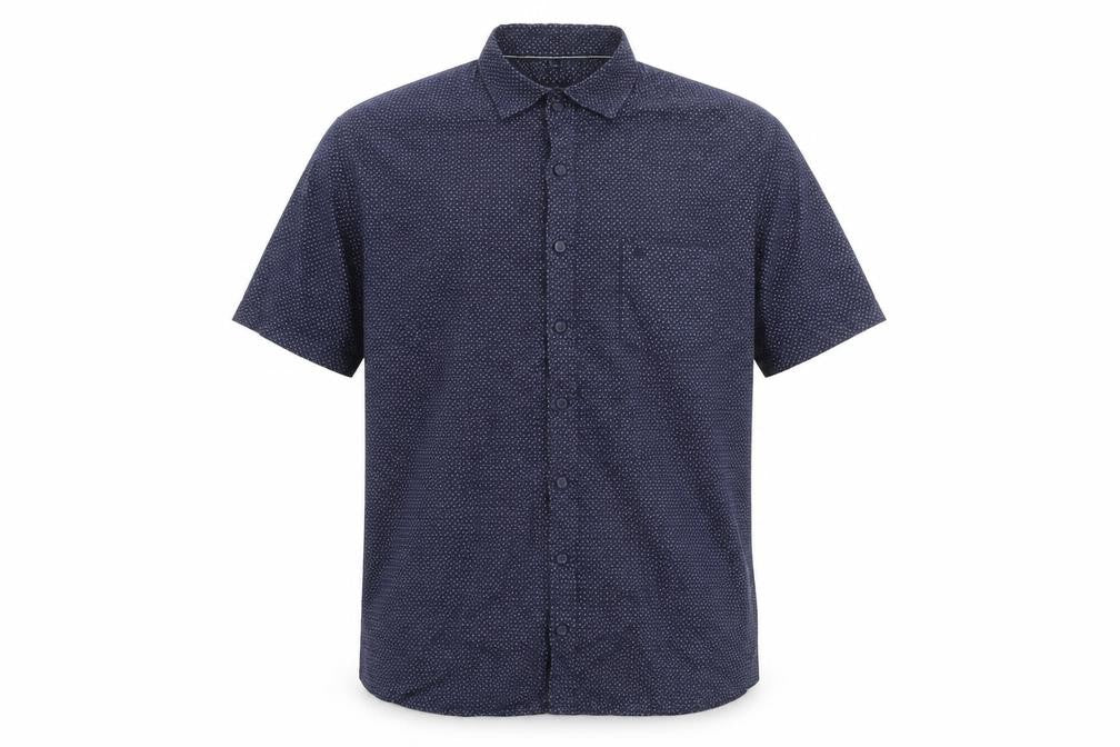 Casa Moda Men’s Blue Geometric Short Sleeve Cotton Shirt L