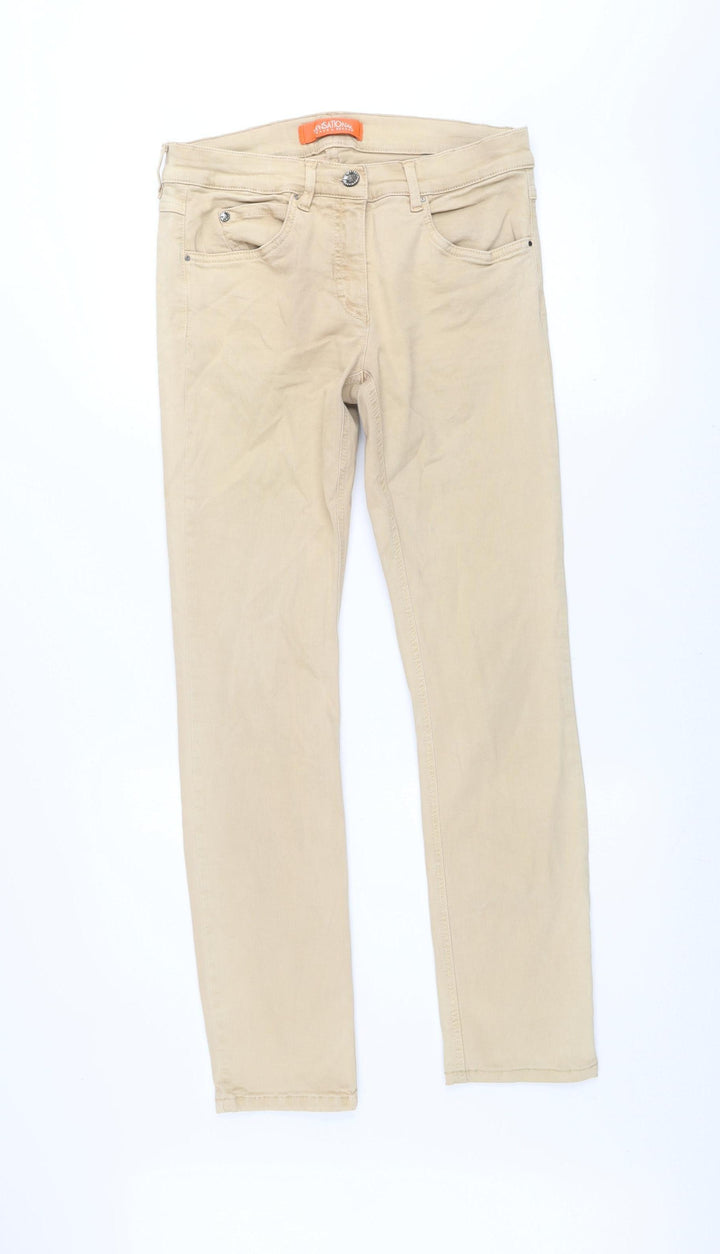 Zerres Sensational Women's Beige Straight Stretch Jeans Size 8